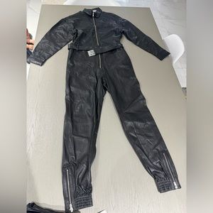 Nonchalant, black leather jumpsuit, size S